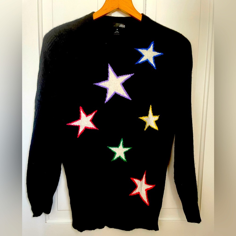 Aqua Cashmere black star sweater